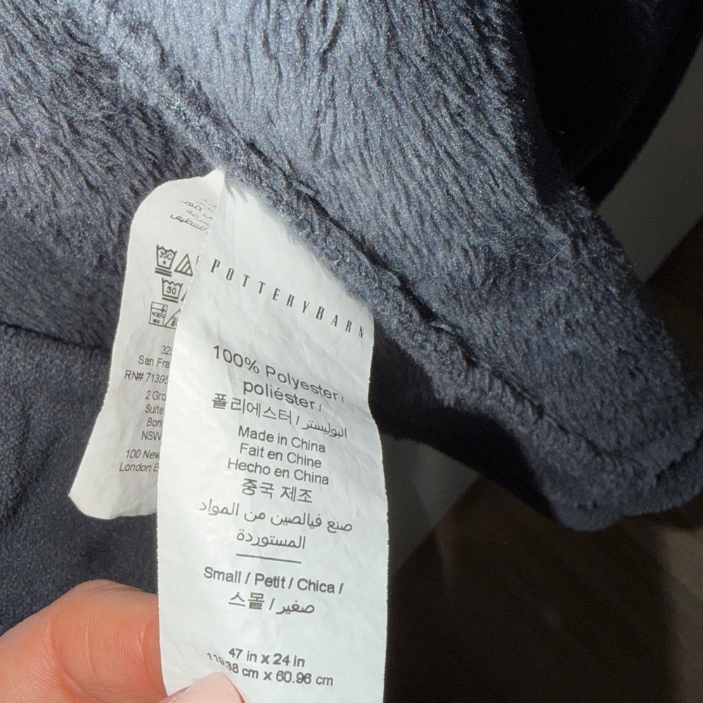 Pottery Barn Terry cloth navy blue/gray woman’s size small bathrobe - Picture 6 of 6